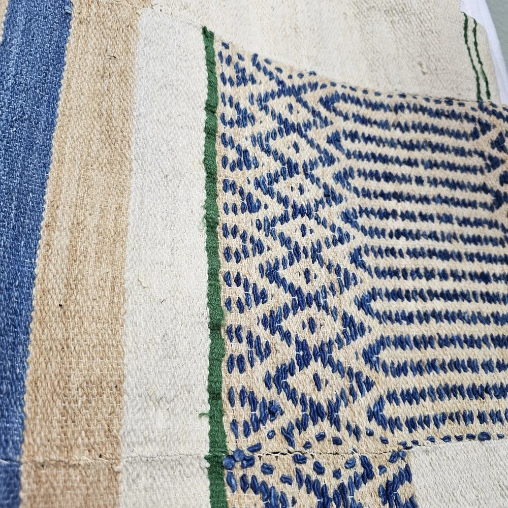 Vtg Handmade Rug 48x63 Blanket Homespun Tribal Native Woven Fringe Wall Hanging